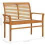Banco de jardín madera maciza de teca con cojín verde 112 cm