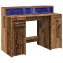 Escritorio con LED madera ingeniería envejecida 120x55x91 cm