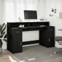 Escritorio con luz LED madera ingeniería negro 160x55x91 cm