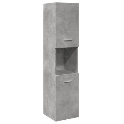 Armario pared baño madera ingeniería gris hormigón 30x30x130 cm