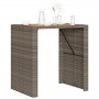 Mesa alta jardín superficie madera ratán PE gris 105x80x110 cm