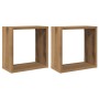 Estantes cubo de pared 2 uds madera roble artisan 30x15x30 cm