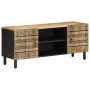 Mueble de TV madera maciza de mango rugosa negro 105x33,5x46 cm