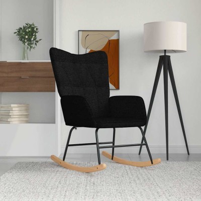 Silla mecedora de tela negra