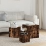 Mesitas auxiliares 3 piezas madera contrachapada roble ahumado