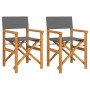 Sillas de director plegables 2 unidades madera maciza teca gris