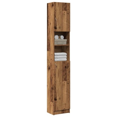 Armario de baño madera contrachapada madera vieja 32x25,5x190cm