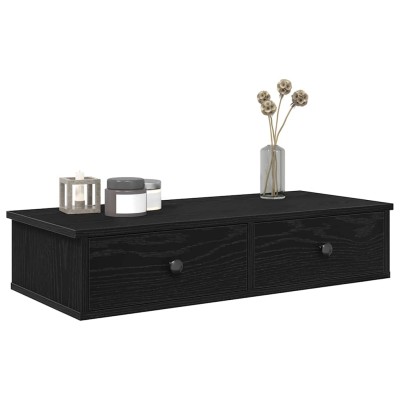 Estante de pared con cajones de madera contrachapada negro