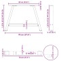 Patas de mesa centro forma A 2uds acero antracita 70x(42-43) cm