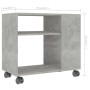 Mesa auxiliar de madera contrachapada gris hormigón 70x35x55 cm