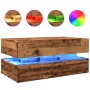 Mesa de centro con luces LED madera envejecida 90x50x40 cm