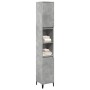 Armario de baño madera contrachapada gris hormigón 30x30x190 cm