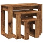 Mesas apilables 3 uds madera de ingeniería madera envejecida
