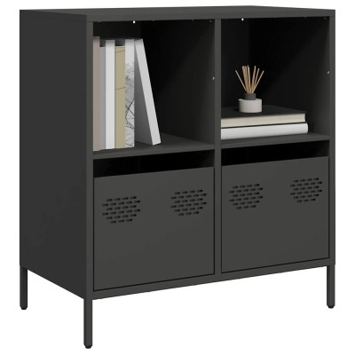 Aparador de acero laminado en frío negro 68x39x73,5 cm