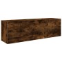 Mueble pared baño madera ingeniería roble ahumado 100x25x30cm