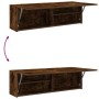 Mueble pared baño madera ingeniería roble ahumado 100x25x30cm