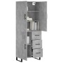 Aparador alto madera contrachapada gris hormigón 69,5x34x180 cm