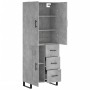 Aparador alto madera contrachapada gris hormigón 69,5x34x180 cm