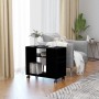Mesa auxiliar de madera contrachapada negro 70x35x55 cm