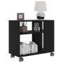 Mesa auxiliar de madera contrachapada negro 70x35x55 cm