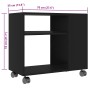 Mesa auxiliar de madera contrachapada negro 70x35x55 cm