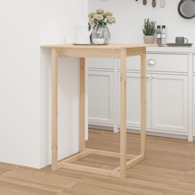 Mesa alta de bar de madera maciza de pino 80x80x110 cm