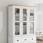 Armario con puertas de vidrio BODO madera de pino blanco marrón