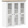Armario con puertas de vidrio BODO madera de pino blanco marrón