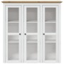 Armario con puertas de vidrio BODO madera de pino blanco marrón