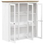 Armario con puertas de vidrio BODO madera de pino blanco marrón