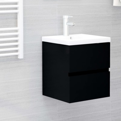 Armario para lavabo madera de ingeniería negro 41x38,5x45 cm
