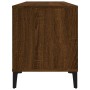 Mueble discos madera contrachapada roble marrón 100x38x48 cm