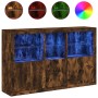 Aparador con luces LED roble ahumado 162x37x100 cm