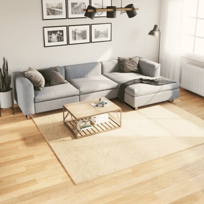 Alfombra de pelo corto suave lavable HUARTE crema 240x240 cm