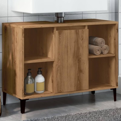 Mueble de lavabo madera ingeniería roble artisan 80x33x60 cm