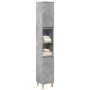 Armario de baño madera contrachapada gris hormigón 30x30x190 cm