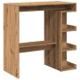 Mesa bar con estante almacenaje roble artisan 100x50x101,5 cm