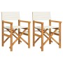 Sillas de director plegables 2 uds madera maciza teca crema