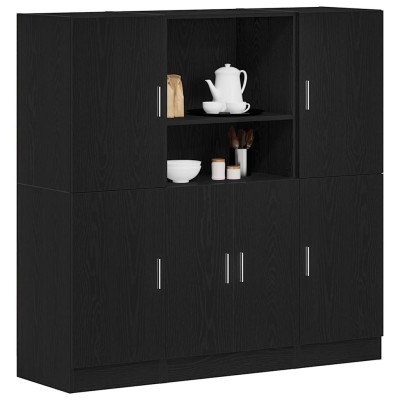 Mueble de cocina 3 piezas madera contrachapada negro