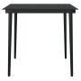 Mesa de comedor de jardín acero y vidrio negra 80x80x74 cm