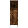 Armario de baño madera contrachapada roble ahumado 30x30x100 cm