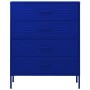 Armario de cajones de acero azul oscuro 80x35x101,5 cm