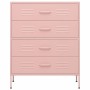 Armario de cajones de acero rosa 80x35x101,5 cm
