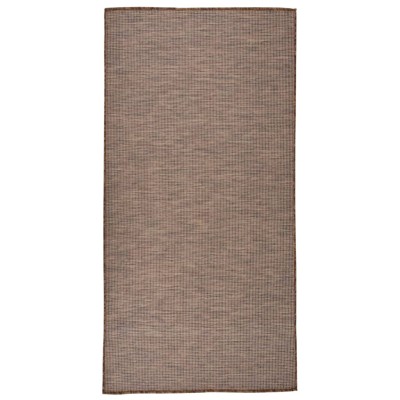 Alfombra de exterior de tejido plano marrón 100x200 cm