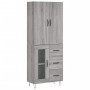 Aparador alto madera contrachapada gris sonoma 69,5x34x180 cm