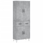 Aparador alto madera contrachapada gris hormigón 69,5x34x180 cm
