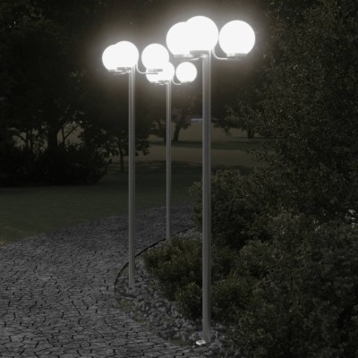 Farolas de exterior 3 unidades acero inoxidable 215 cm