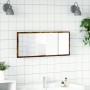 Espejo de baño LED madera ingeniería roble ahumado 100x8,5x37cm