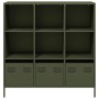 Aparador acero verde oliva 101,5x39x103,5 cm