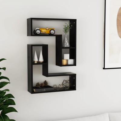 Estantes de pared 2 uds madera contrachapada negro 50x15x50 cm